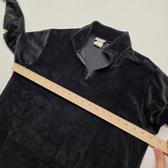 LL Bean Velvet Shirt Womens Medium Pullover 1/4 Zip Top Vintage USA Casual - Picture 7 of 10